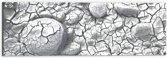 Dibond - Scheuren Patroon in Stenen Ondergrond - 60x20 cm Foto op Aluminium (Met Ophangsysteem)