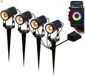 Lueas Smart Plug-in LED Spots 4pcs - Spots à planter Contrôlable par App - Lampes de Jardin Smart - Éclairage de Jardin avec App - Éclairage extérieur Smart