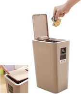 Push-Lid keukenvuilnisemmer, printed cover art keuken vuilnisemmer vuilnisemmer voor woonkamer toilet afval kantoor prullenmand (bruin)