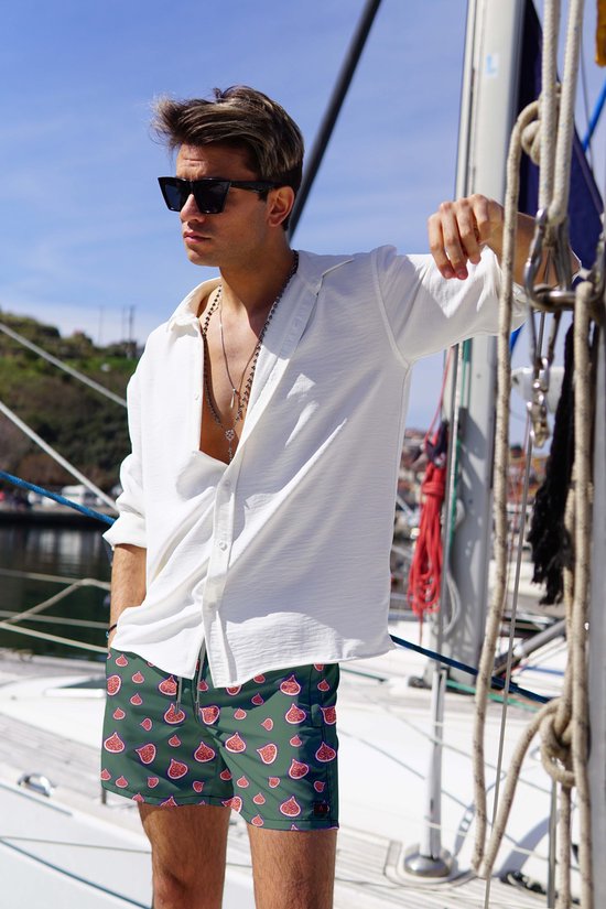 Plage de Miami | Short de bain de haute qualité | Maillot de bain | short de plage | Hommes | Séchage rapide | Taille M | 187 Vert