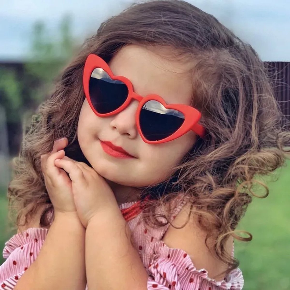 GoudenGracht - kinder zonnebril - kinder zonnebril meisjes - 2 tot 8 jaar - Rood Hartje
