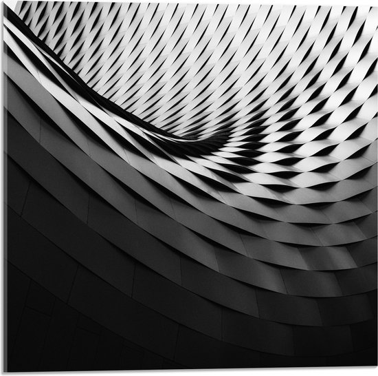 Acrylglas - Patroon in Ronde Grijze Muur - 50x50 cm Foto op Acrylglas (Met Ophangsysteem)