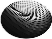 PVC Schuimplaat Ovaal - Patroon in Ronde Grijze Muur - 68x51 cm Foto op Ovaal (Met Ophangsysteem)