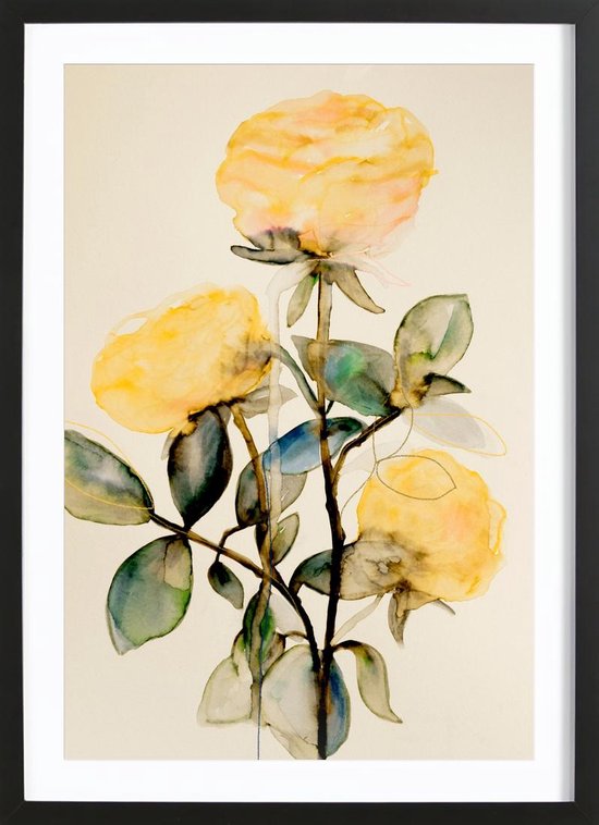 JUNIQE - Poster in premium houten lijst Lemonrose -40x60 /Roze