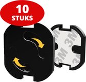 Supertarget Stopcontact beveiliging 10 stuks Zwart in plastic verpakking met 3M - zelfklevende stopcontact beveiligers 10 stuks - stopcontact beschermers 10 stuks - zelfklevende stopcontact beveiligers 10 stuks - bescherming - kind - baby - black