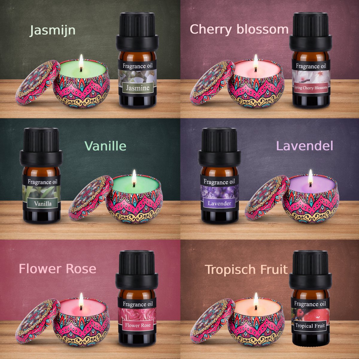 Candilio Kaarsen maken set - Zelf geurkaarsen maken - Inclusief 6 kleuren & 6 geuren - Kerstcadeau - Soja Wax — afbeelding 6