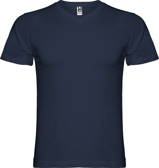 Donkerblauw 10 pack t-shirt 'Samoyedo' met V-hals merk Roly maat XL