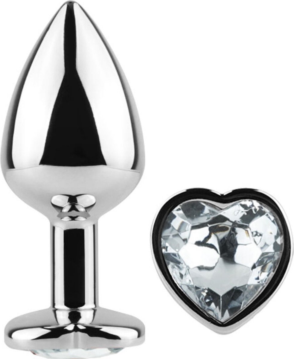 SECRETPLAY TOYS | Secret Play - Metal Butt Plug Clear Crystal Heart Small Size 7 Cm