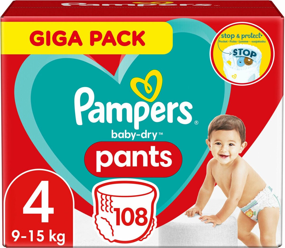 Goedkoopste Pampers Baby Dry Luierbroekjes Maat 4 (9-15 kg) 108 stuks