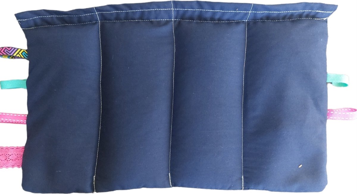 Goedkoopste verzwaringskussen - schootkussen donkerblauw met friemels