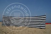 Strand Windscherm Marine Blauw - Wit - 7 meter Sterk Dralon met 2 Delige Houten Stokken 180 cm - Inclusief houten hamer
