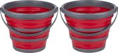 Dirt Devil Opvouwbare emmer - 2x - rood/grijs - 10 liter - inklapbaar