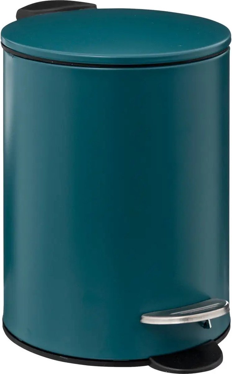 Goedkoopste 5Five kleine Pedaalemmer - metaal - petrol blauw - 3L - 16 x 25 cm - toilet
