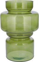 Bellatio Design Bloemenvaas - groen transparant gerecycled glas - D17 x H25 cm - vaas