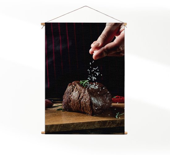 Textielposter Home Made Beef M (55 X 40 CM) - Wandkleed - Wanddoek - Wanddecoratie