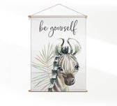 Textielposter Zebrapaardje - Kinderkamer - Baby cadeau - Babykamer XXL (165 X 120 CM) - Wandkleed - Wanddoek - Wanddecoratie