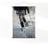 Textielposter Een lange winterwandeling XL (125 X 90 CM) - Wandkleed - Wanddoek - Wanddecoratie