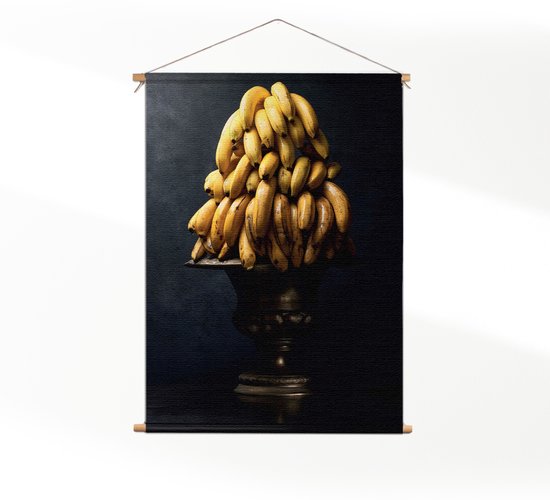 Textielposter Tros Bananen Schaal M (55 X 40 CM) - Wandkleed - Wanddoek - Wanddecoratie