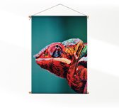 Textielposter Kameleon Kleurrijk XL (125 X 90 CM) - Wandkleed - Wanddoek - Wanddecoratie