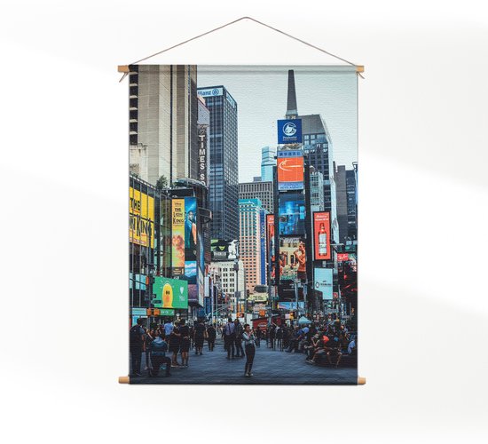 Textielposter Times Square New York CM) - Wandkleed - Wanddoek - Wanddecoratie