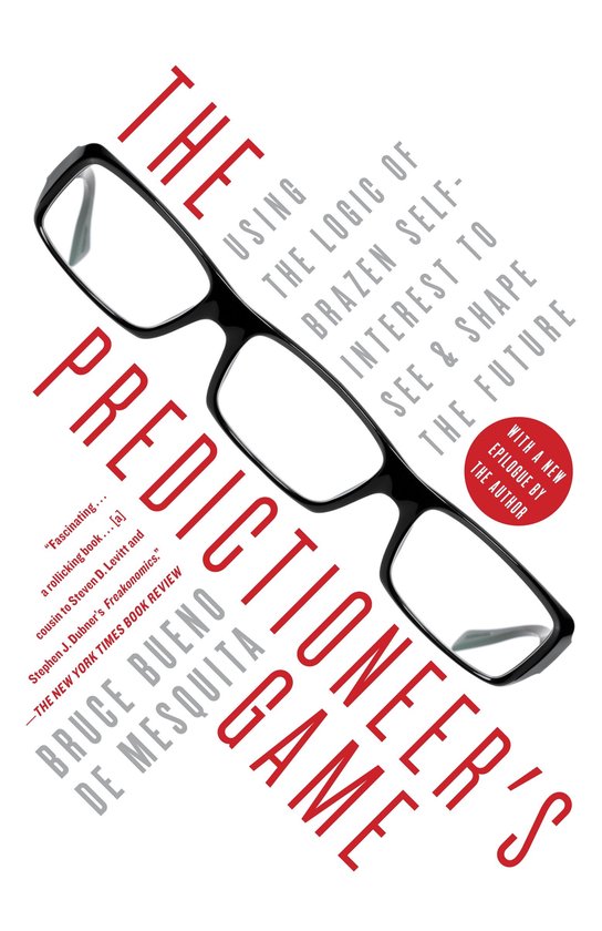 Couverture de livre avec des lunettes au centre. Titre : THE PREDICTIONEER'S GAME
