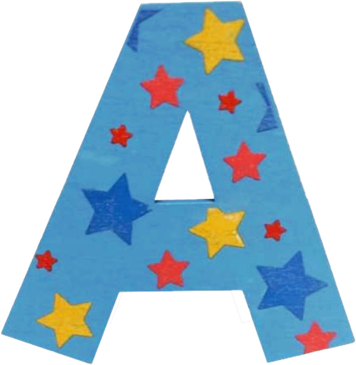 Decoratieletter - A - Hout - 7cm - Blauw
