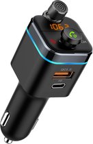 iSetchi Bluetooth FM Transmitter - Carkit - Oplader met USB C Snelladen - Auto Accessoires - Quick Charge 3.0