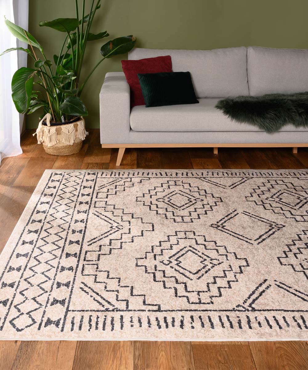 Wasbaar vloerkleed - Moderna crème/zwart 240x340