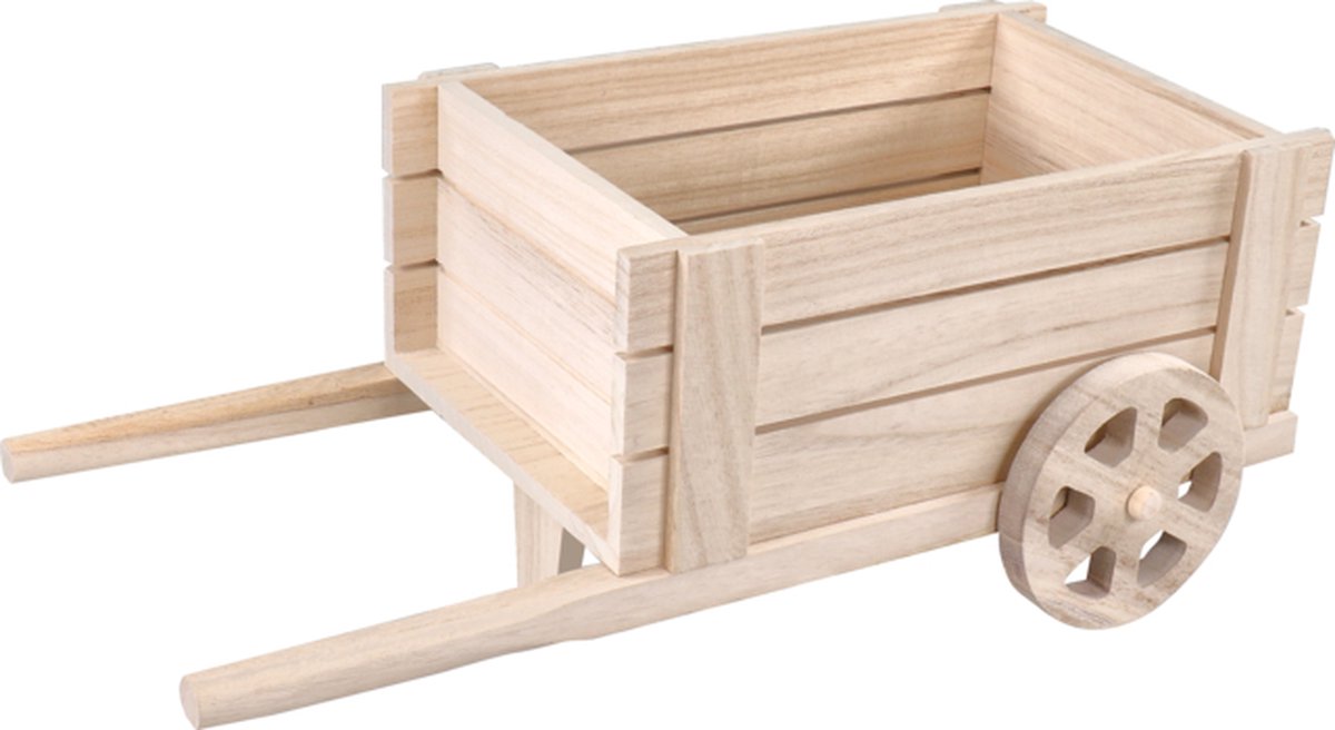 Goedkoopste Bierverpakking, Kruiwagen, Hout, 6 flessen, 38x20x15.5cm, naturel ( 1 stuk