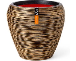 Capi Europe - Vaas taps rond Rib NL - 42x38 - Goud - Opening Ø31 - Bloempot voor binnen en buiten - Levenslang garantie - Breukbestendig - 100% Recyclebaar - CO2 Neutraal geproduceerd - KBGR362