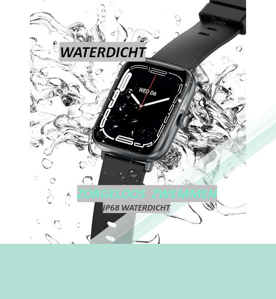 smartwatch zwart HD Touchscreen IOS en Android Sporthorloge