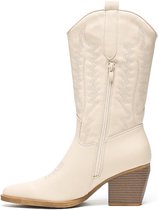 SmileFavorites® Dames Cowboylaarzen met Hak - Beige - Imitatieleer - Maat 41