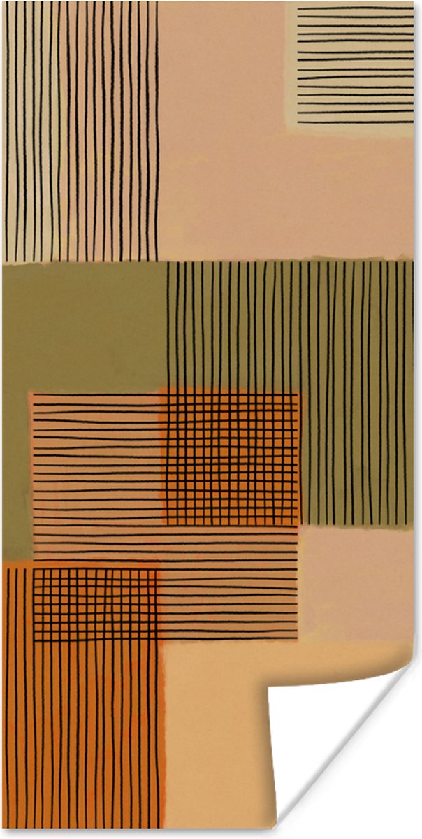 Poster Abstract - Lijnen - Kubus - Patchwork - 60x120 cm
