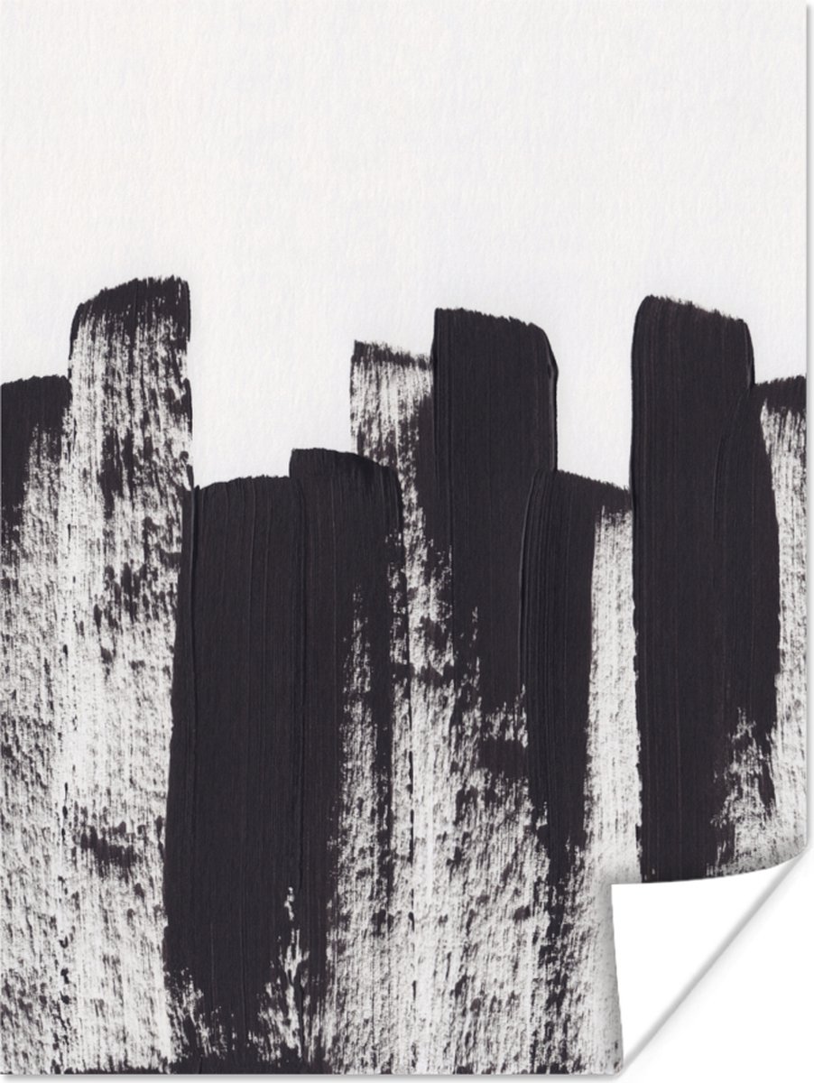 Poster Verf - Abstract - Zwart - Wit - 30x40 cm