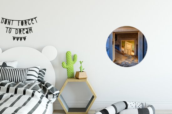 WallCircle® - Behangcirkel 30x30 cm - Muurstickers Architectuur - Zand - Woestijn - Deur - Muurcirkel woonkamer - Wandcirkel slaapkamer - Kamer decoratie zelfklevend - Muurdecoratie accessoires
