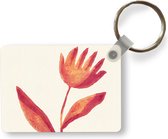 Sleutelhanger - Bloemen - Plant - Rood - Pastel - Uitdeelcadeautjes - Plastic
