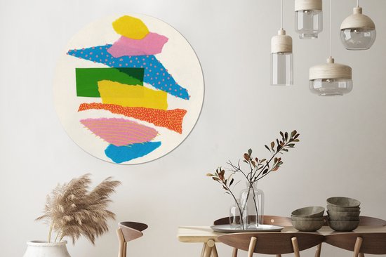 WallCircle - Stickers muraux - Cercle de papier peint - Abstrait - Art - Formes - Arc-en-ciel - 120x120 cm - Cercle mural - Autocollant - Papier peint autocollant rond XXL