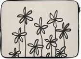 Laptophoes 14 inch - Bloemen - Planten - Pastel - Abstract - Laptop sleeve - Binnenmaat 34x23,5 cm - Zwarte achterkant