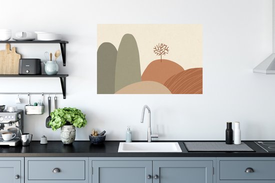 Muurstickers - Sticker Folie - Pastel - Bergen - Landschap - Abstract - 90x60 cm - Plakfolie - Muurstickers Kinderkamer - Zelfklevend Behang - Zelfklevend behangpapier - Stickerfolie
