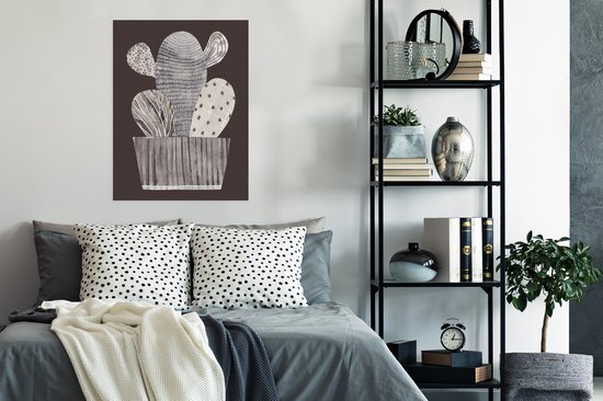 Poster Cactus - Plant - Stippen - Strepen - 60x80 cm