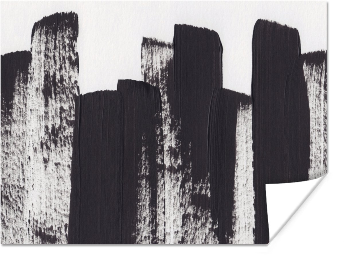 Poster Verf - Abstract - Zwart - Wit - 40x30 cm