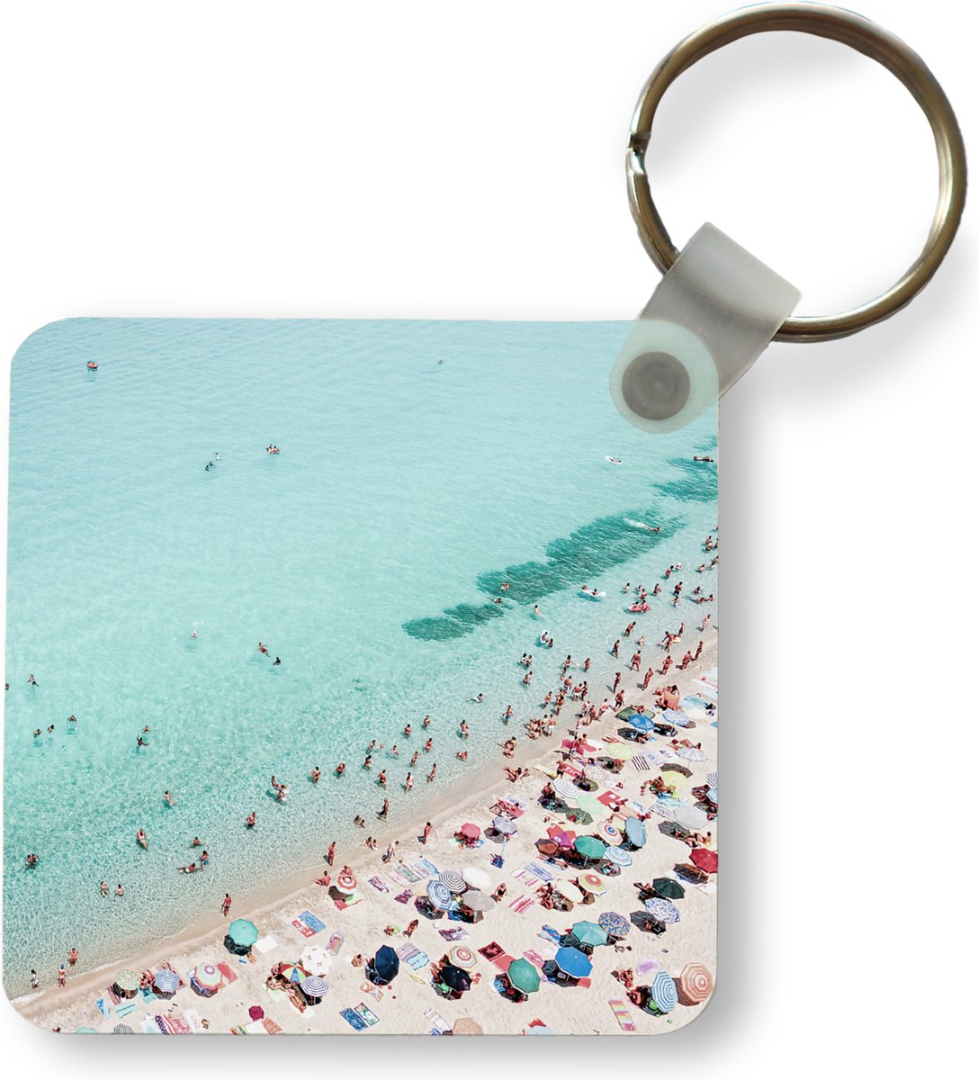 Sleutelhanger - Uitdeelcadeautjes - Zee - Strand - Parasols - Blauw - Zomer - Plastic