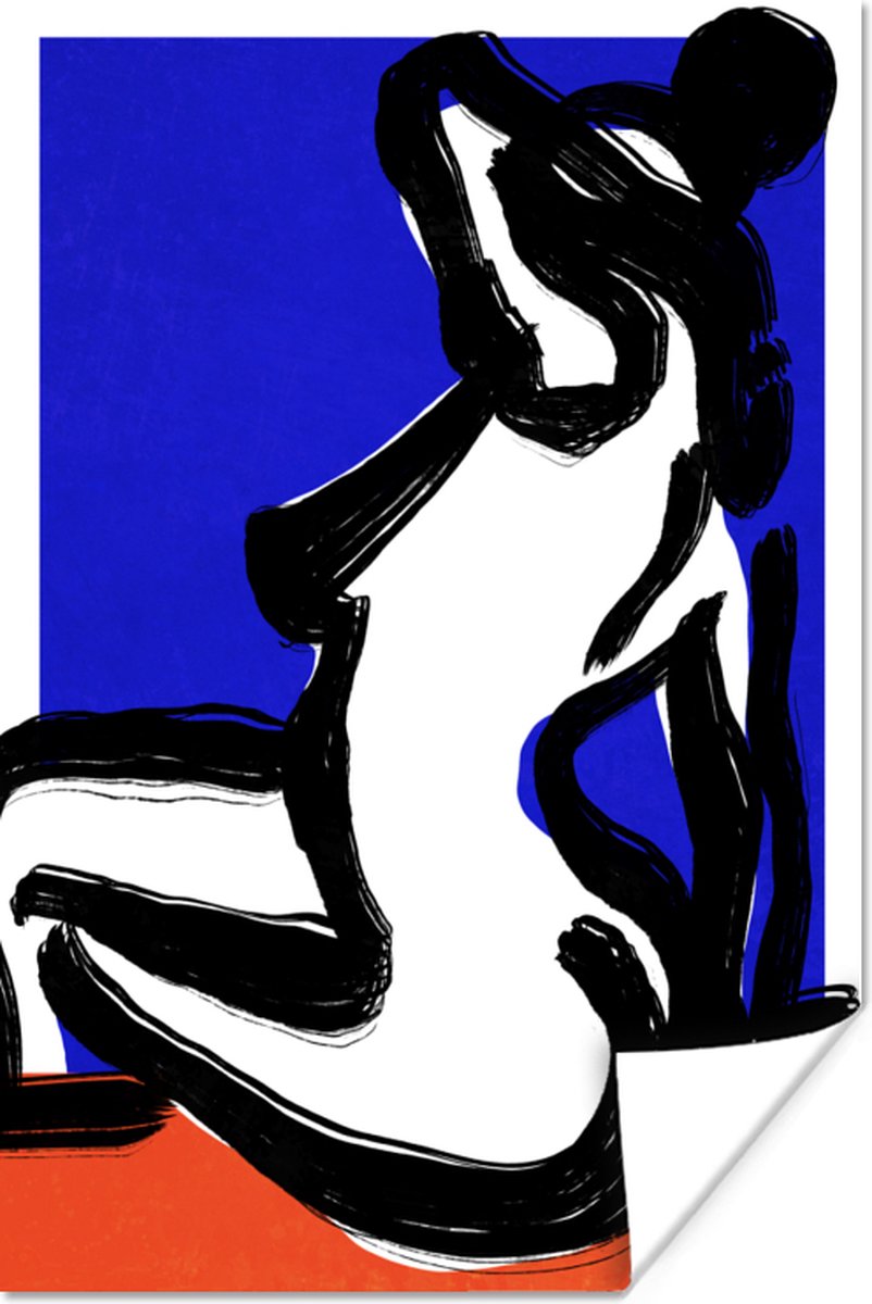 Portret - Rood - Blauw - Abstract - Vrouw