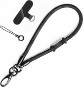 Cordon téléphonique universel - Chaîne téléphonique avec clip - Avec cordon détachable - Cordon de 15 cm - Zwart