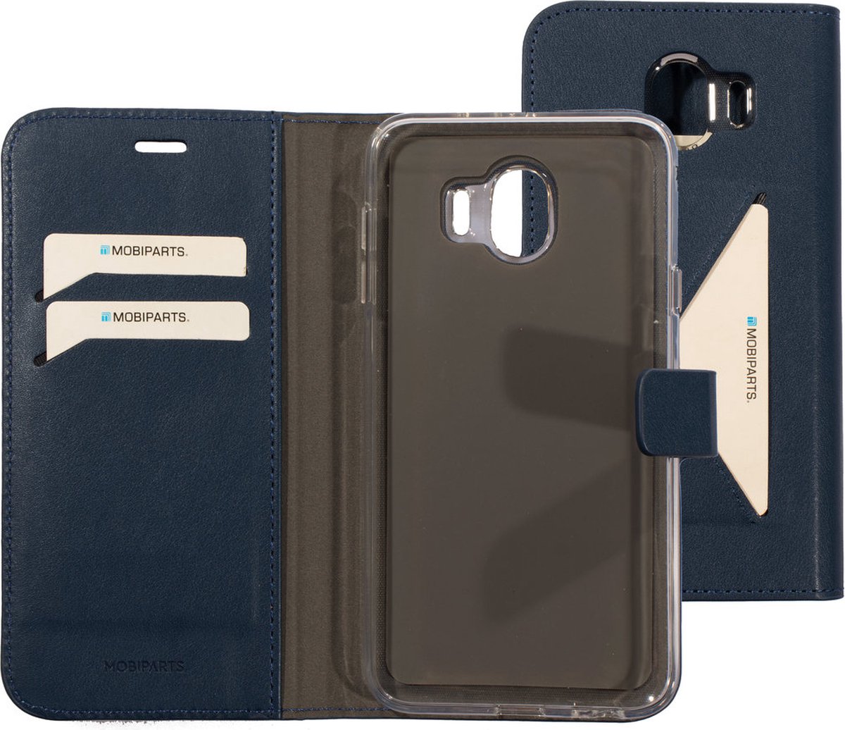 Mobiparts hoesje geschikt voor Samsung Galaxy J4 (2018) - Wallet/Boekhoesje - Eco Leer - Magneet Sluiting - Opberg vakken - Blauw