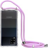 Mobiparts Lanyard Case geschikt voor Samsung Galaxy A42 5G - Roze Paars Transparant