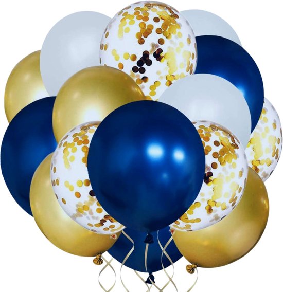 Ballonnen blauw goud (32 stuks) / ballonnen blauw / verjaardag / geboorte /  bruiloft... | bol.com
