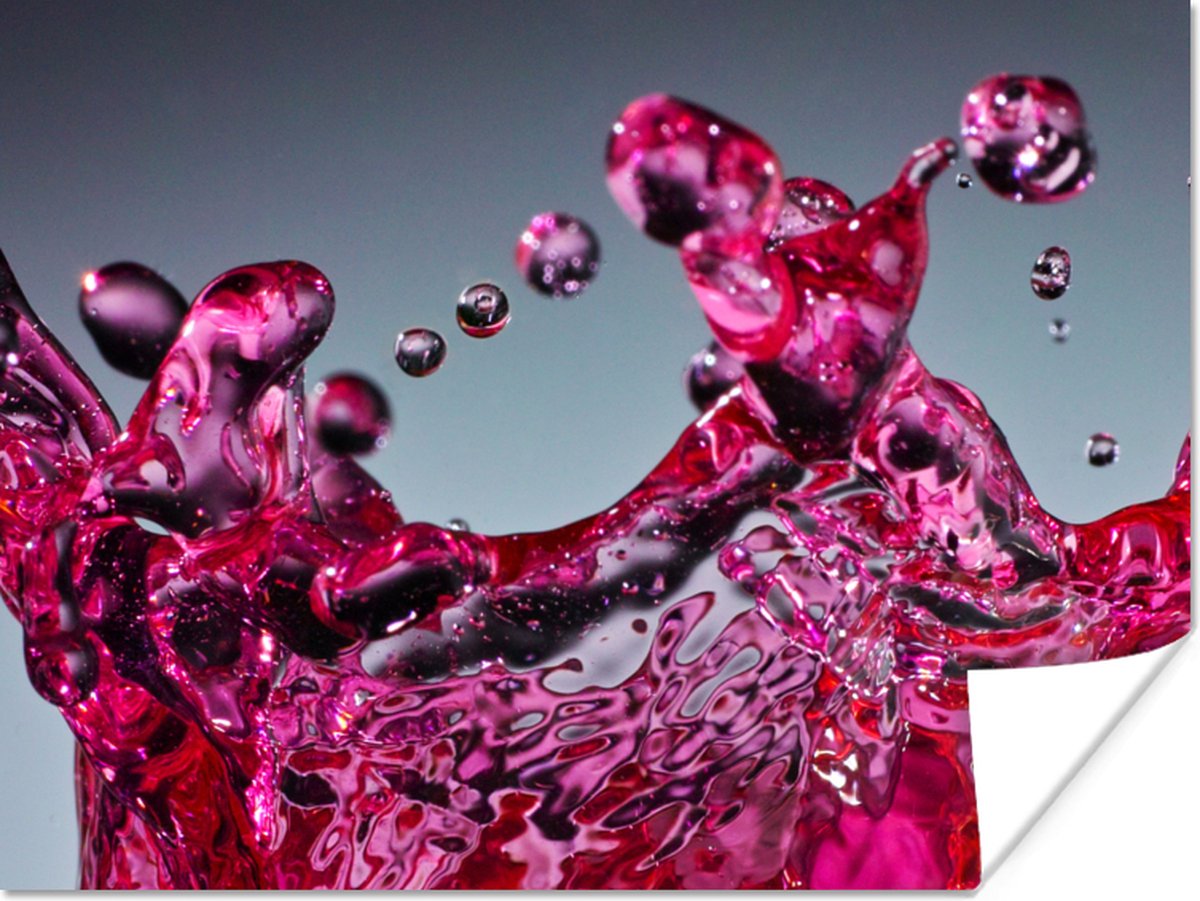 Poster Water - Abstract - Roze - Druppels - 120x90 cm