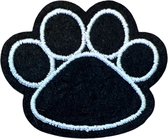 Pootjes Hond Kat Puppy Kitten Strijk Embleem Patch 5.1 cm / 4.2 cm / Zwart Wit