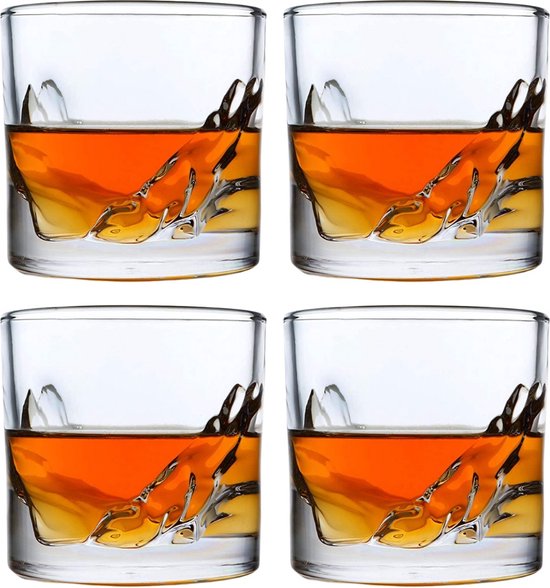 LIITON Whiskyglazen Set van 4 - Zware Traditionele Whiskey Glazen